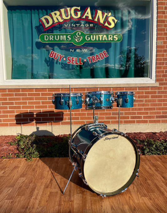 1958 Slingerland Radio King Little Pro Outfit No. 4N Drum Set Aqua Blue Sparkle