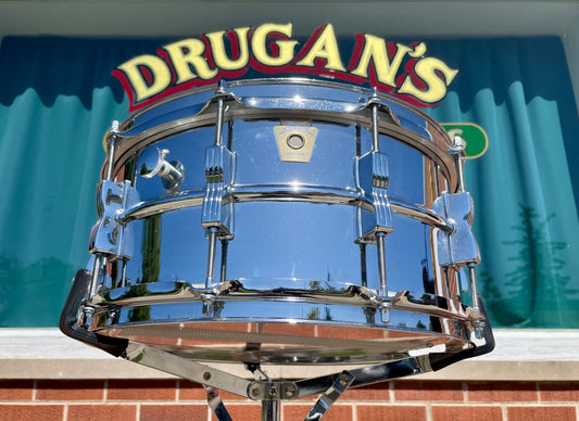 1980s Ludwig 6.5x14 LM402 Supraphonic Snare Drum Chicago Badge