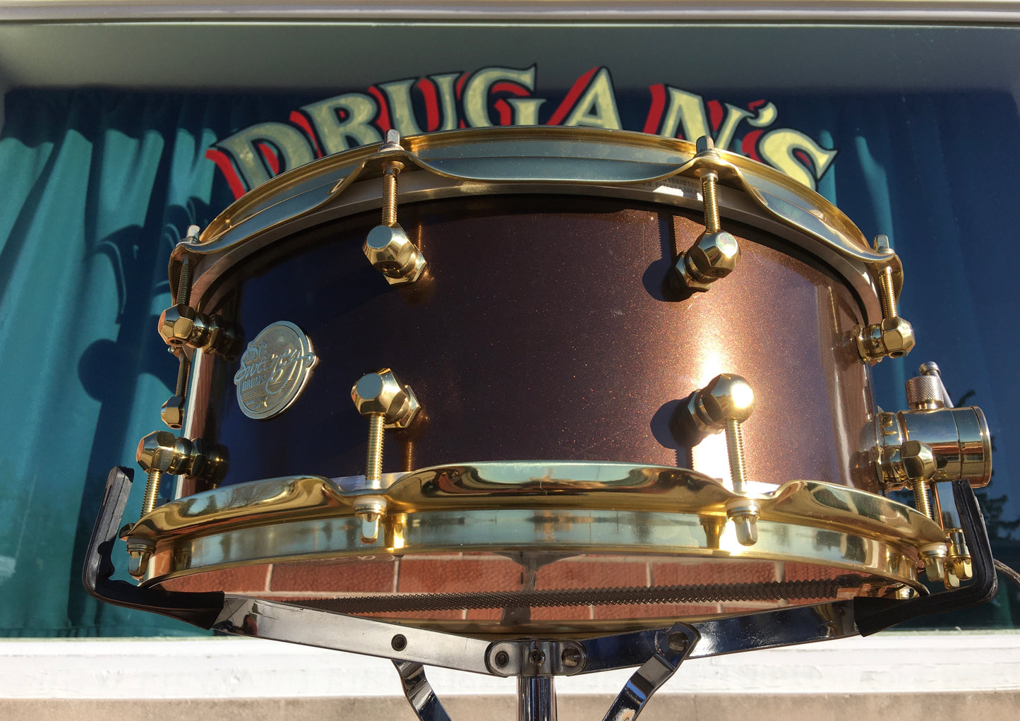 Doc Sweeney 5.5x14 Custom One-Off Spun Brass Shell Snare Drum Metallic Bronze Sparkle 19lbs!