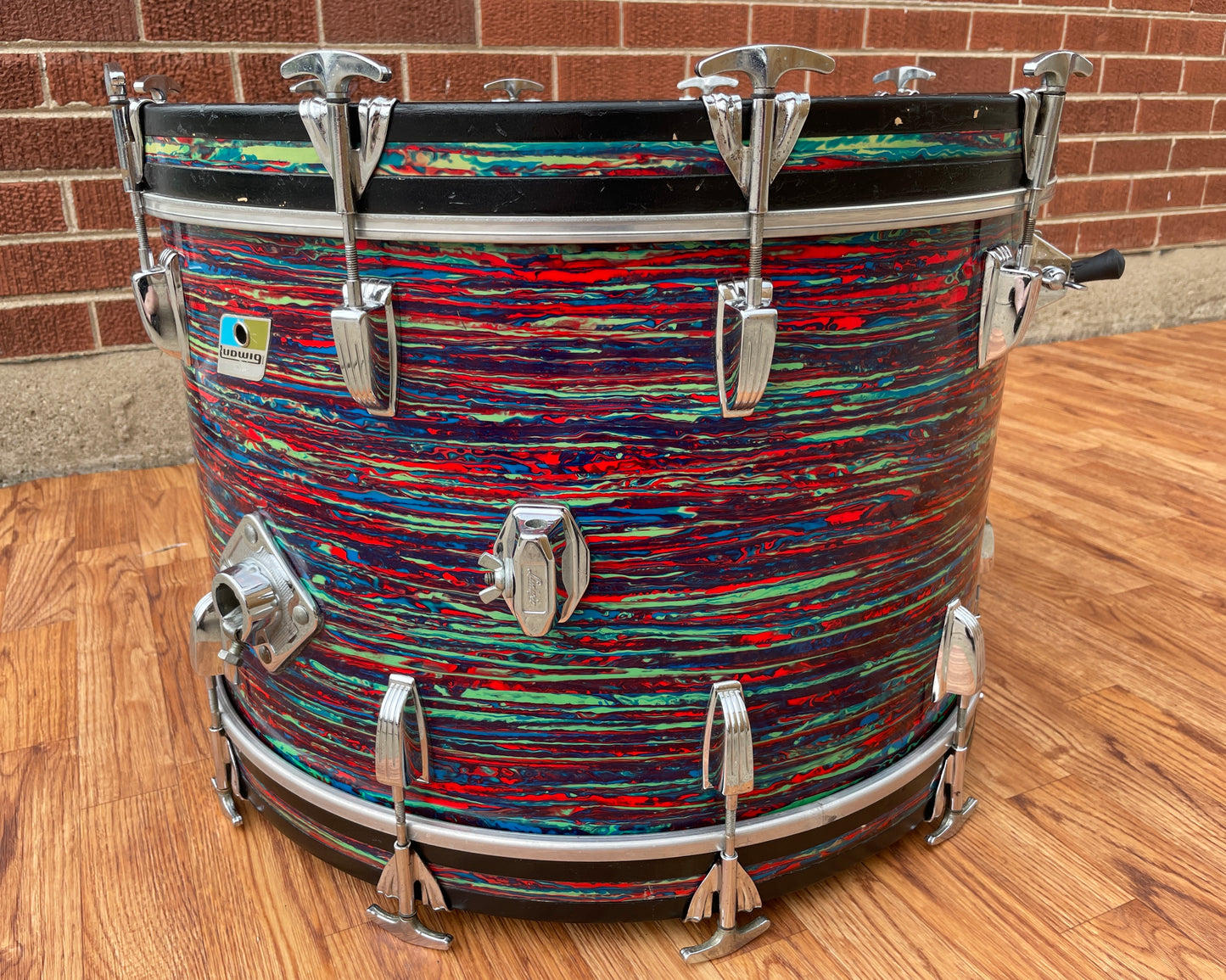 1970s Ludwig 14x22 Bass Drum Psychedelic Red