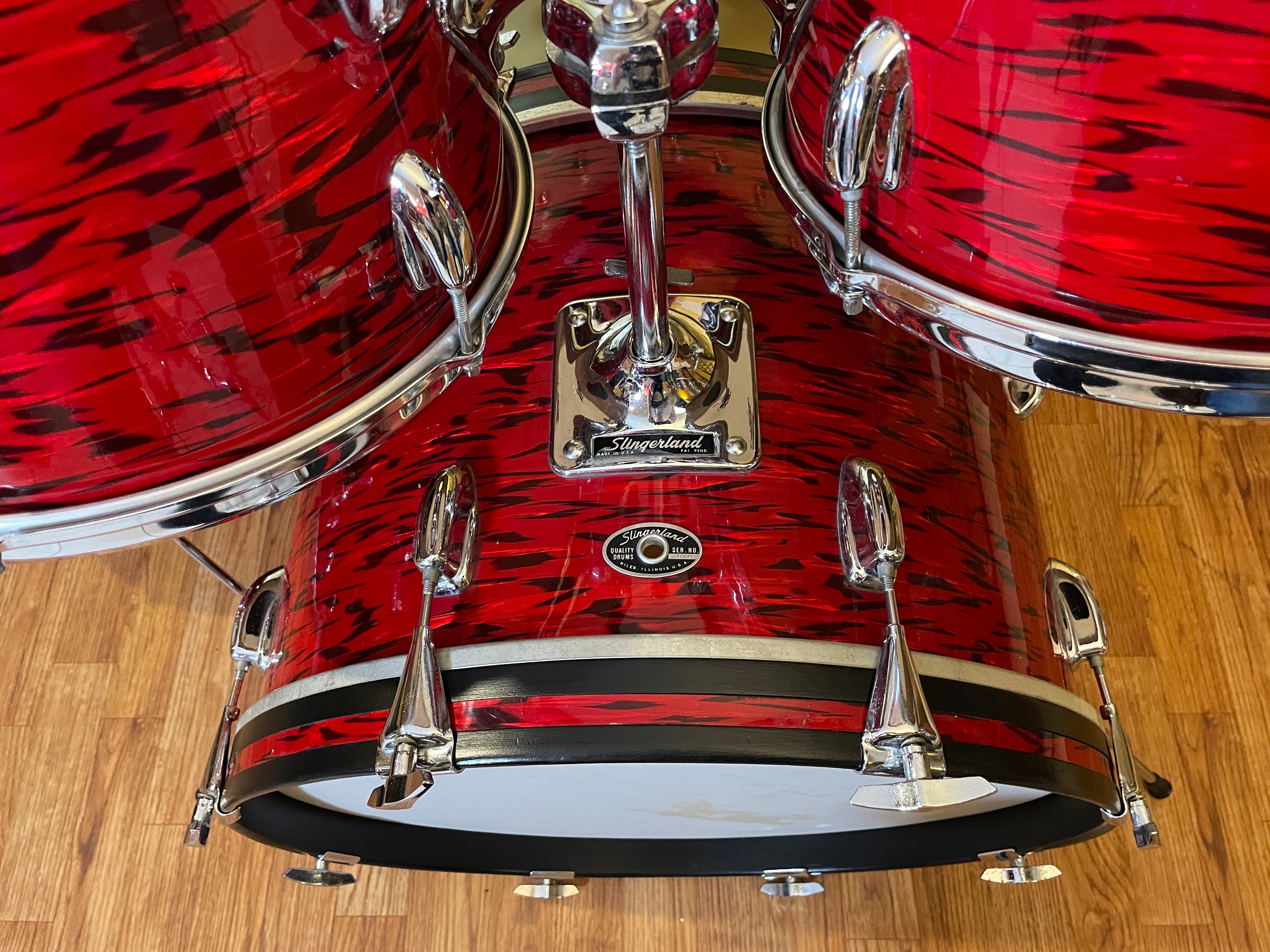 1970s Slingerland Red Tiger Drum Set 20/12/13/16 – Drugan's Drums