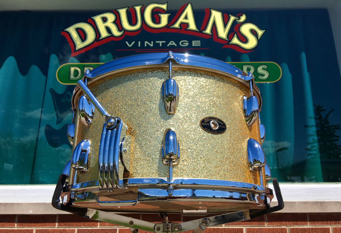 1960-62 Slingerland Super Gene Krupa 8x14 Gold Sparkle Radio King Snare Drum