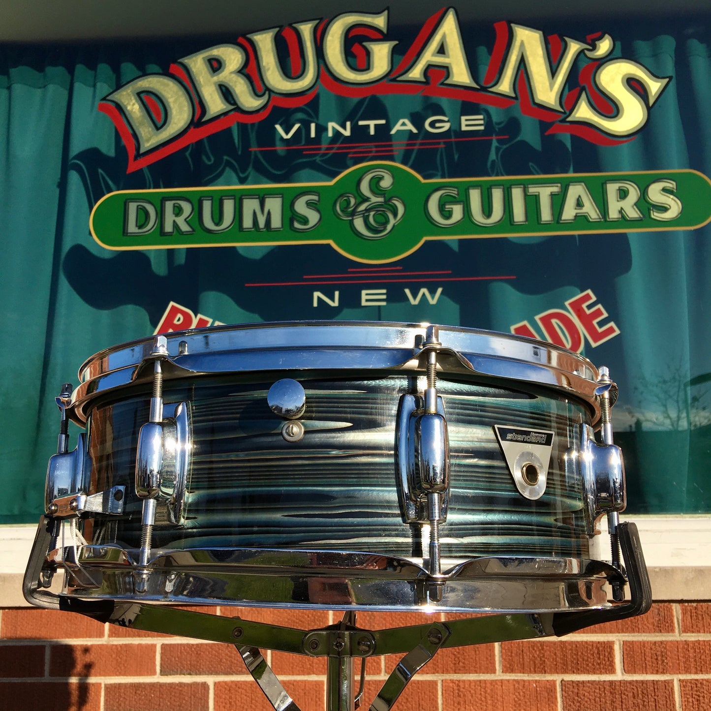 Vintage Ludwig Standard 5x14 Snare Drum Blue Strata