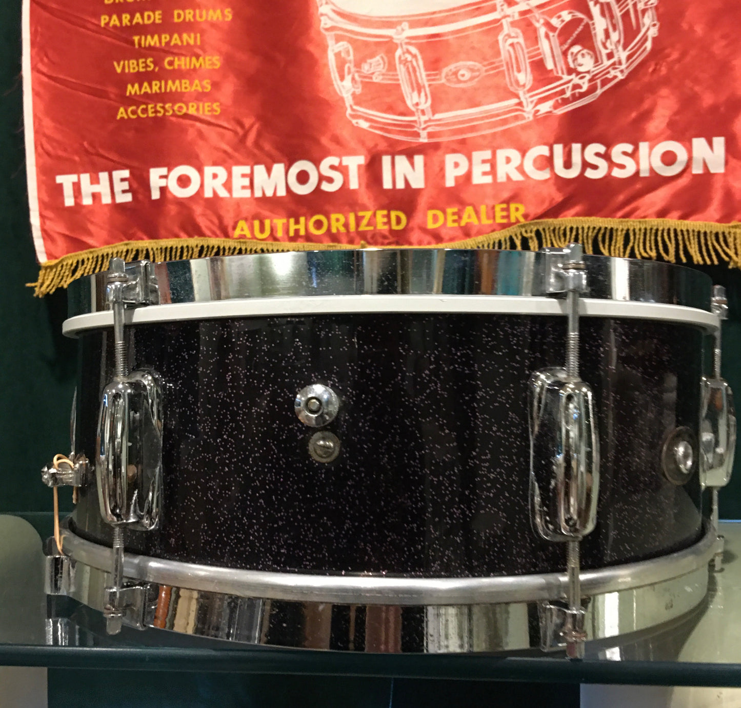 1966 Slingerland 5.5x14 Deluxe Student Model Snare Drum Black Sparkle