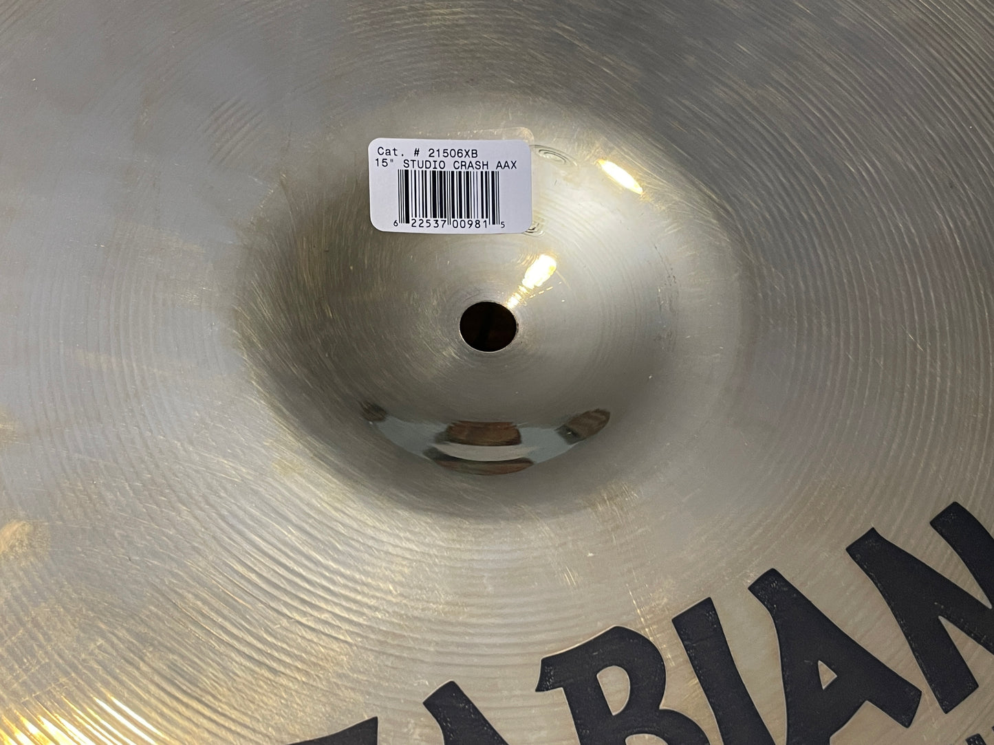 N.O.S. 15" Sabian AAX Studio Crash Cymbal Brilliant 826g