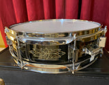 N.O.S. 1990s Ludwig 3x13 Limited Edition 12 Point Floral Engraved Black Beauty Snare Drum w/ Case
