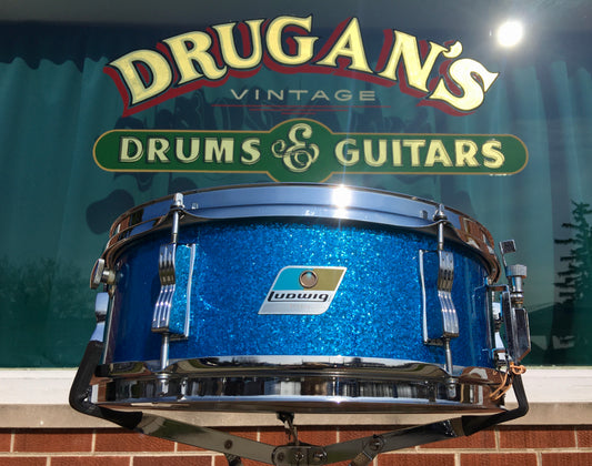 1971 Ludwig  5x14 Pioneer Snare Drum Blue Sparkle #2045