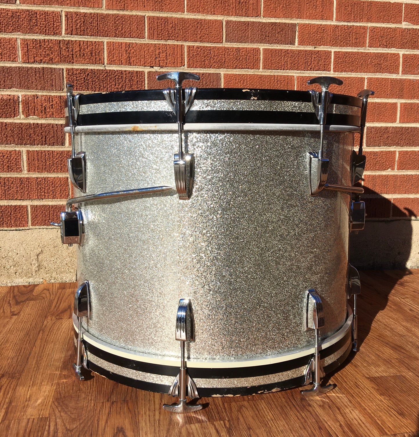 1968 Ludwig 14x20 Virgin Bass Drum Silver Sparkle