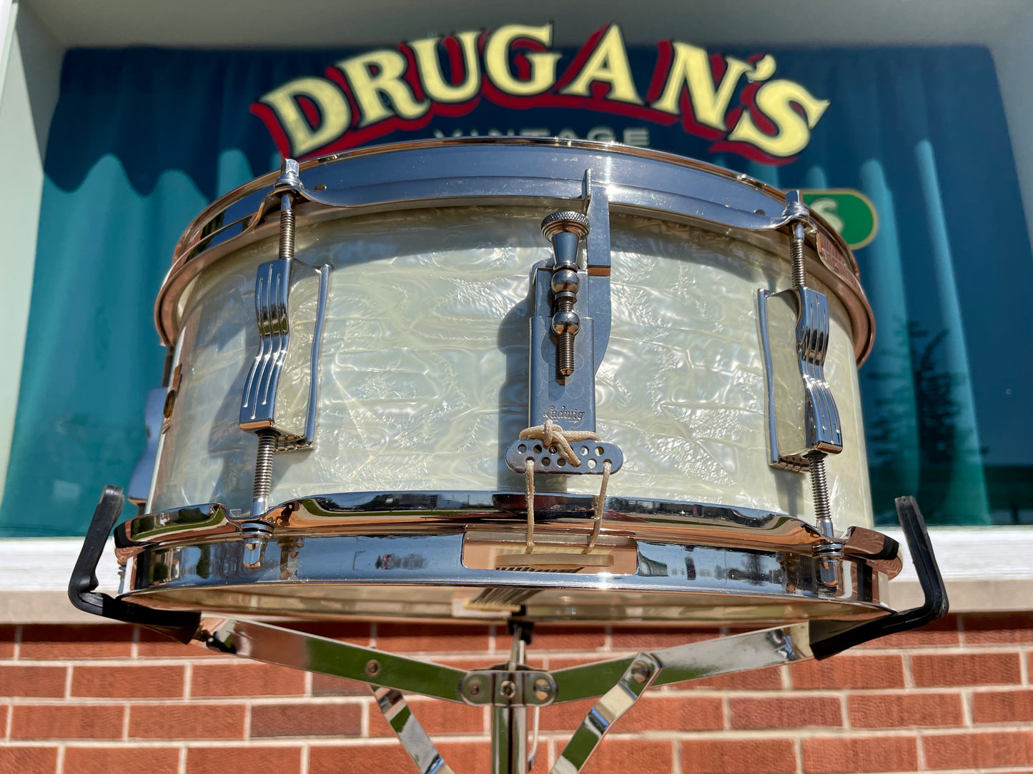 1965 Ludwig 5x14 Pioneer Snare Drum White Marine Pearl