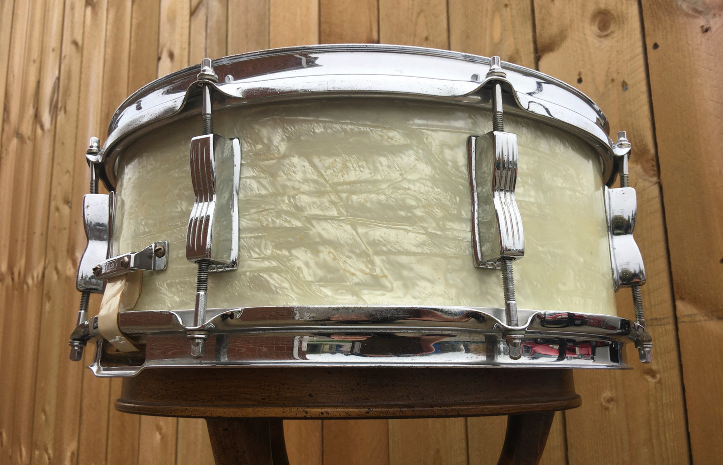 1957 WFL Ludwig 5.5x14 Buddy Rich Super Classic Snare Drum White Marine Pearl