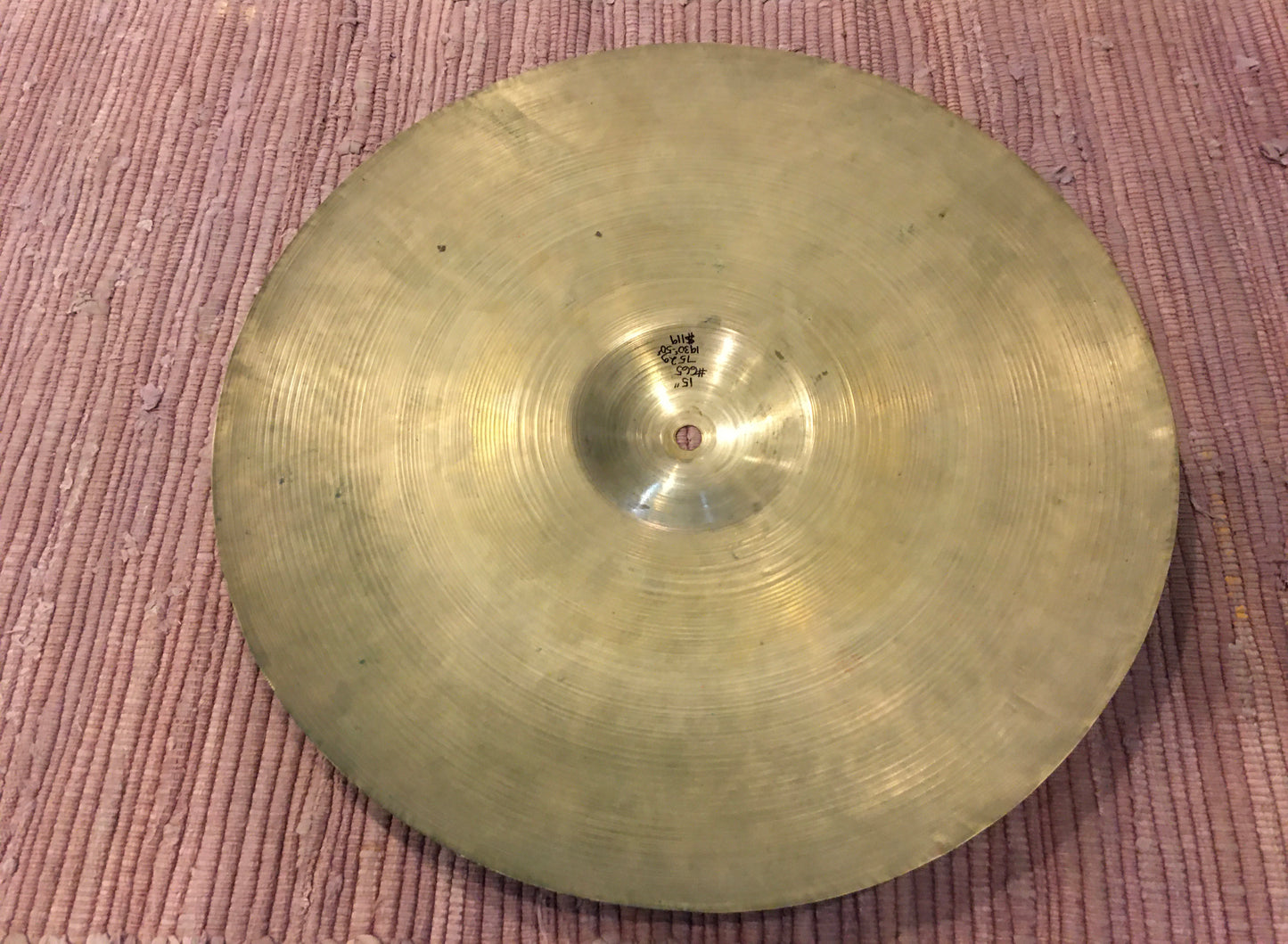 15" Zilco by Zildjian Hi-Hat Single / Crash Cymbal 1930s/50s 752g #665