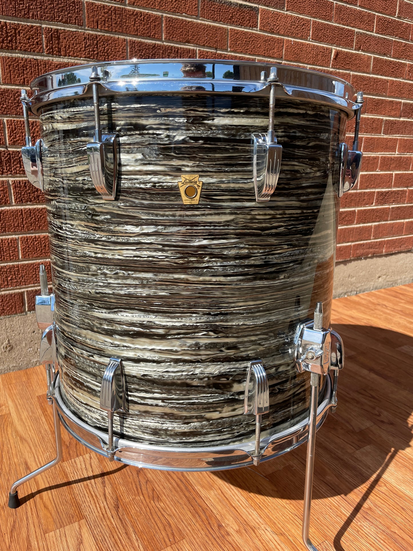 1966 Ludwig 16x16 Super Classic Floor Tom Drum COB Oyster Black Pearl Ringo