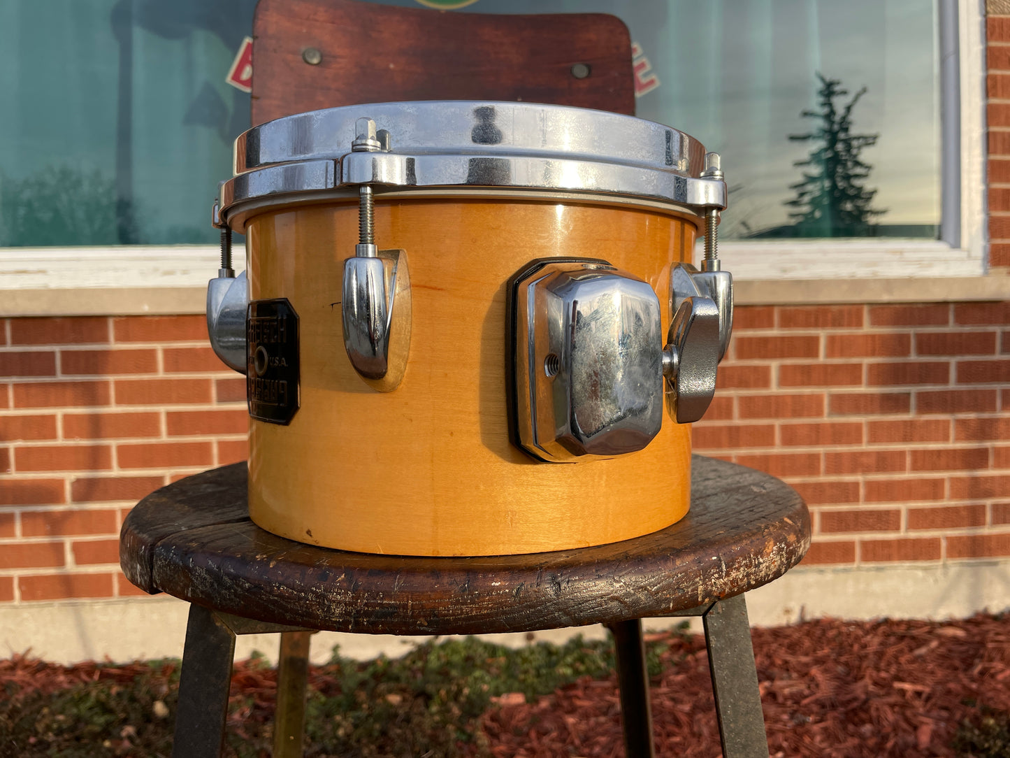 1980s Gretsch 5.5x8 Concert Tom Drum Natural Square Badge No. 4448