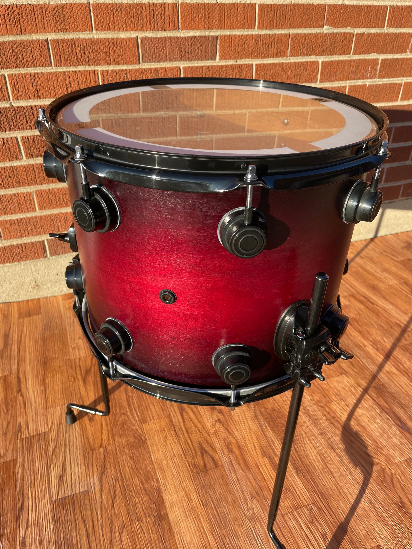 DW Collector's Series 11x14 Floor Tom Drum Single Red-Black Fade Burst Drum Workshop