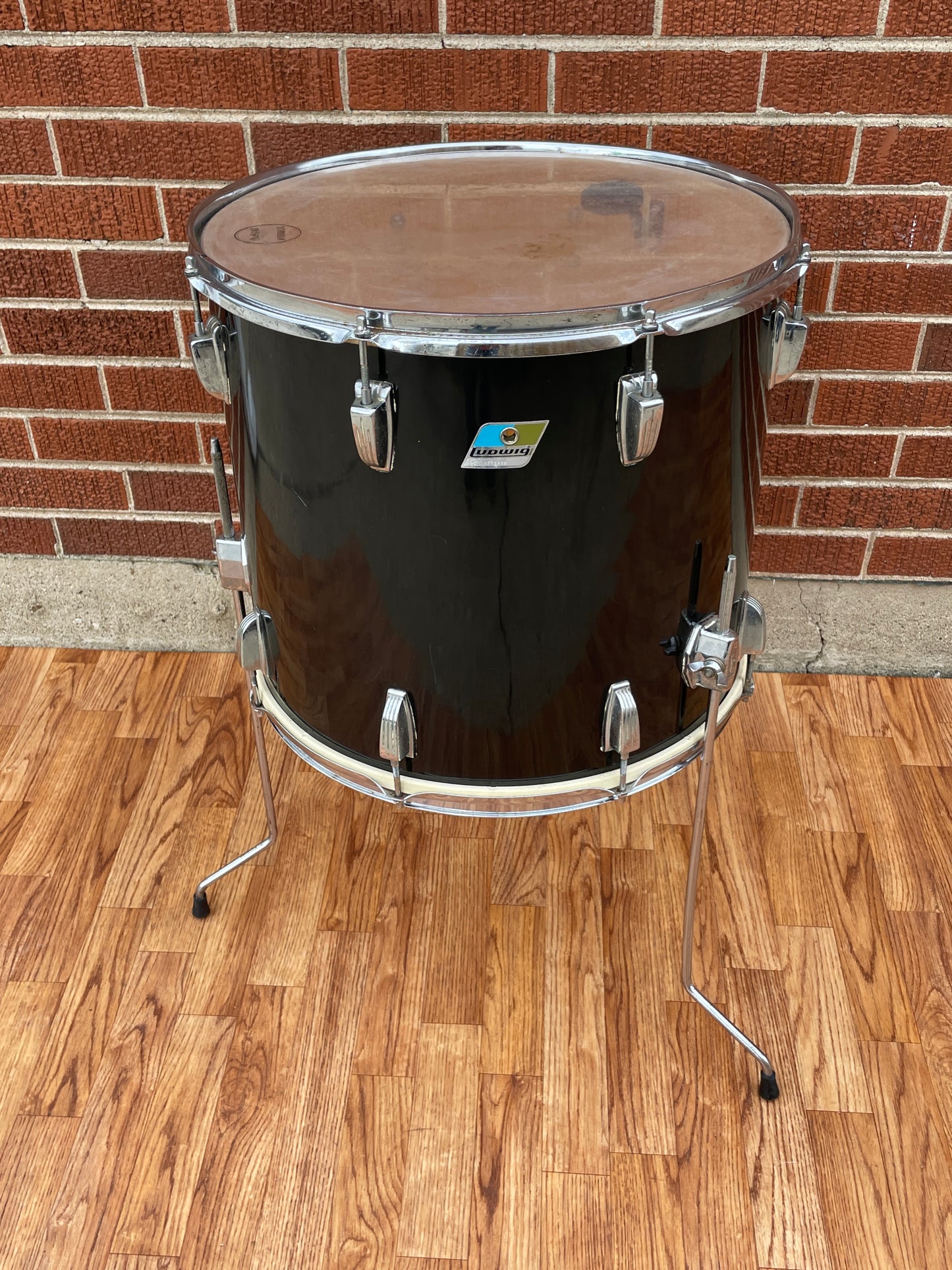 1970s Ludwig 16x18 Floor Tom Drum Black Cortex 6-Ply