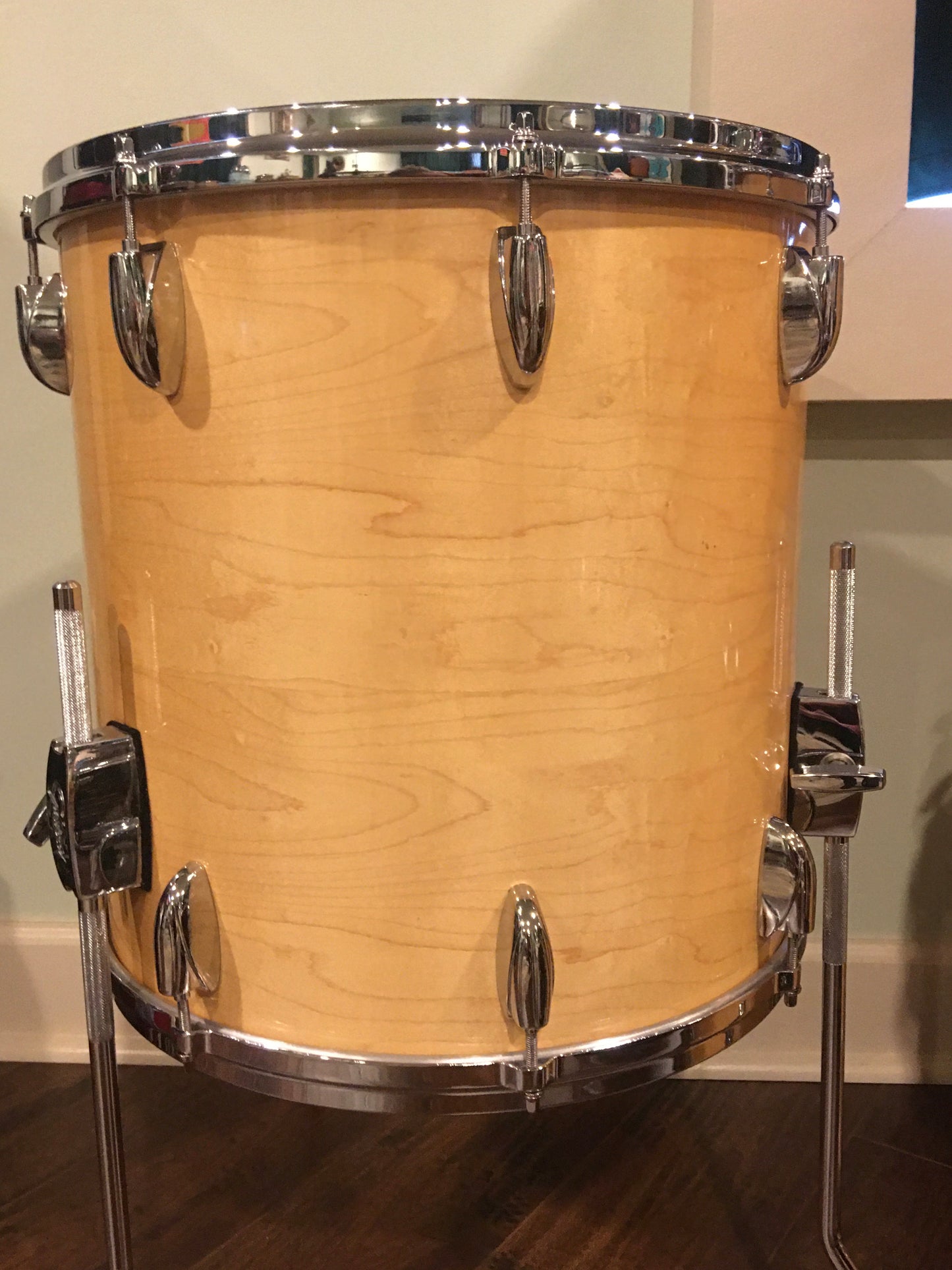 1980s Gretsch Square Badge 16X16 Floor Tom Natural Maple