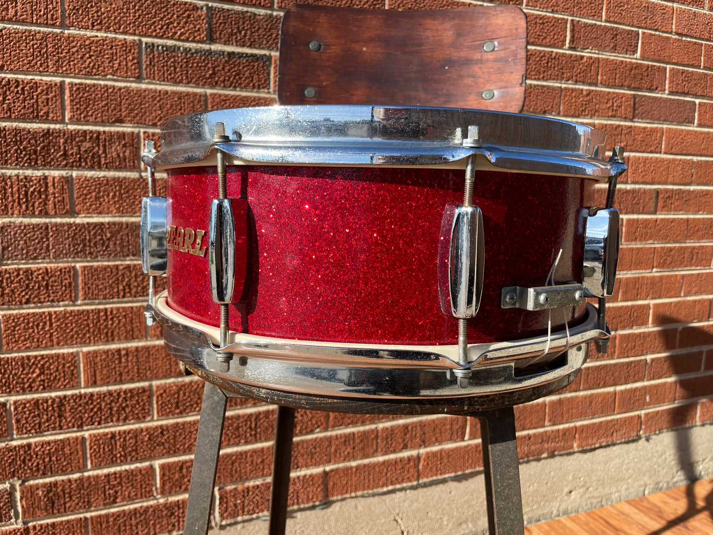 Vintage 1960s Pearl 5x14 Snare Drum Red Sparkle