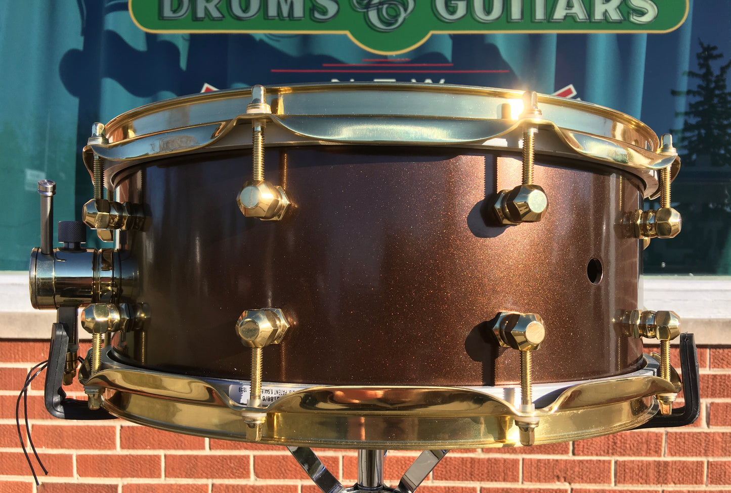 Doc Sweeney 5.5x14 Custom One-Off Spun Brass Shell Snare Drum Metallic Bronze Sparkle 19lbs!