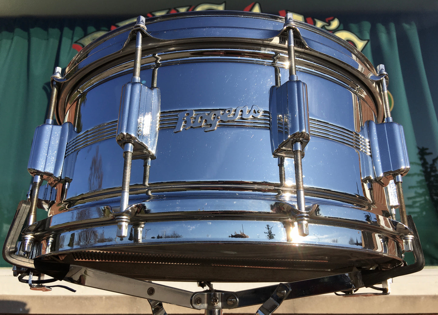 1974 Rogers 6.5x14 Chrome Over Brass Dynasonic Snare Drum