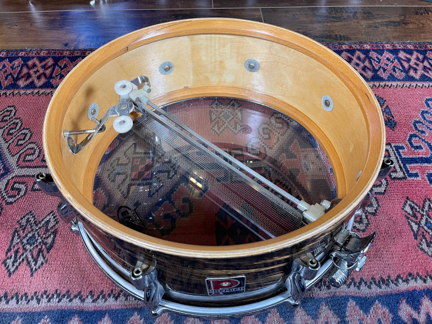 1960s Premier Royal Ace 5.5x14 Snare Drum Mahogany Duroplastic Root Beer Swirl Ringo Rootbeer