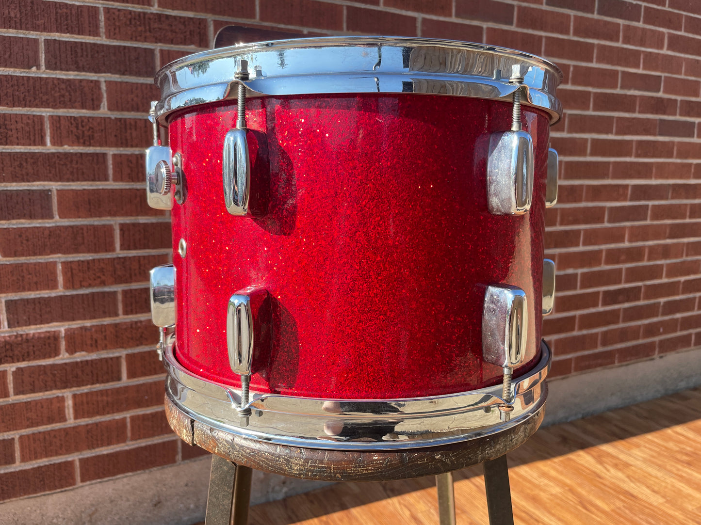 1960s Rogers 9x13 Holiday Tom Drum Sparkling Red Pearl Cleveland Glass Glitter Sparkle
