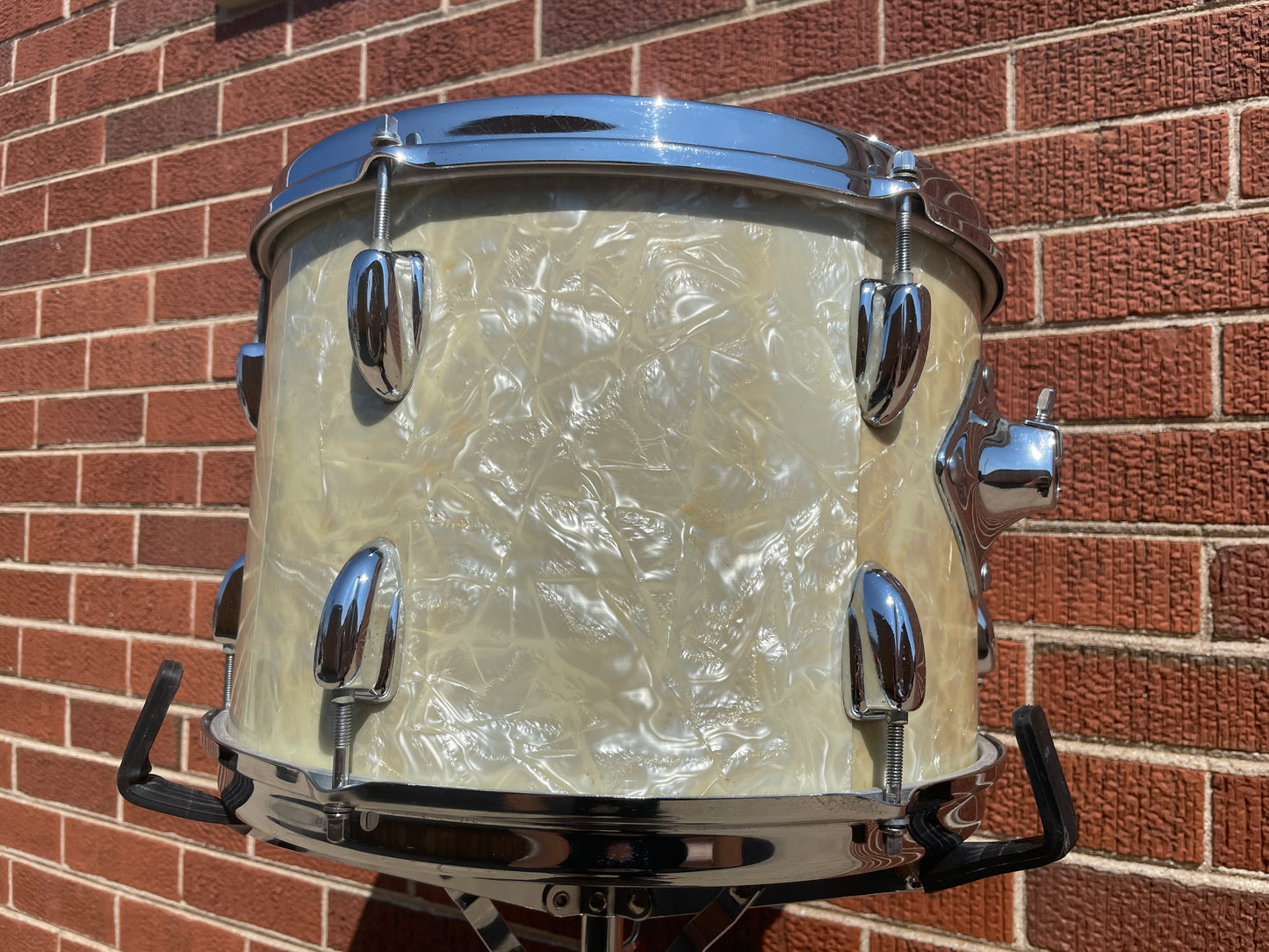 1970s Slingerland 9x13 Tom Drum White Marine Pearl