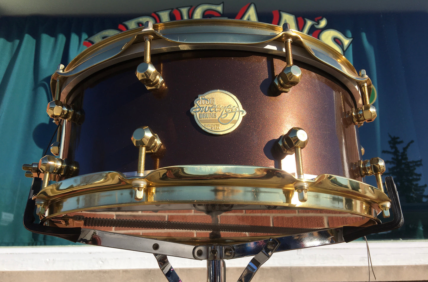 Doc Sweeney 5.5x14 Custom One-Off Spun Brass Shell Snare Drum Metallic Bronze Sparkle 19lbs!