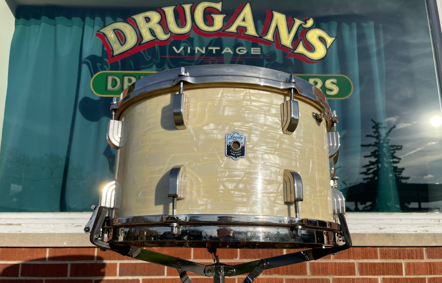 1946 Leedy 8x14 Broadway Snare Drum White Marine Pearl