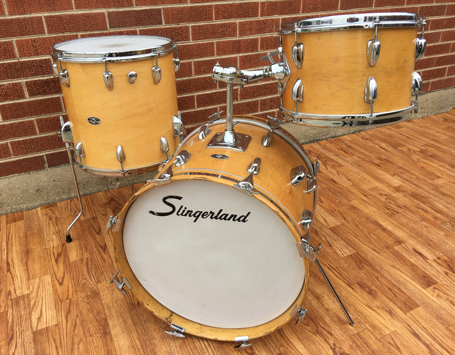 1970s Slingerland Bop Drum Set Natural Maple 3 Ply 18/12/14