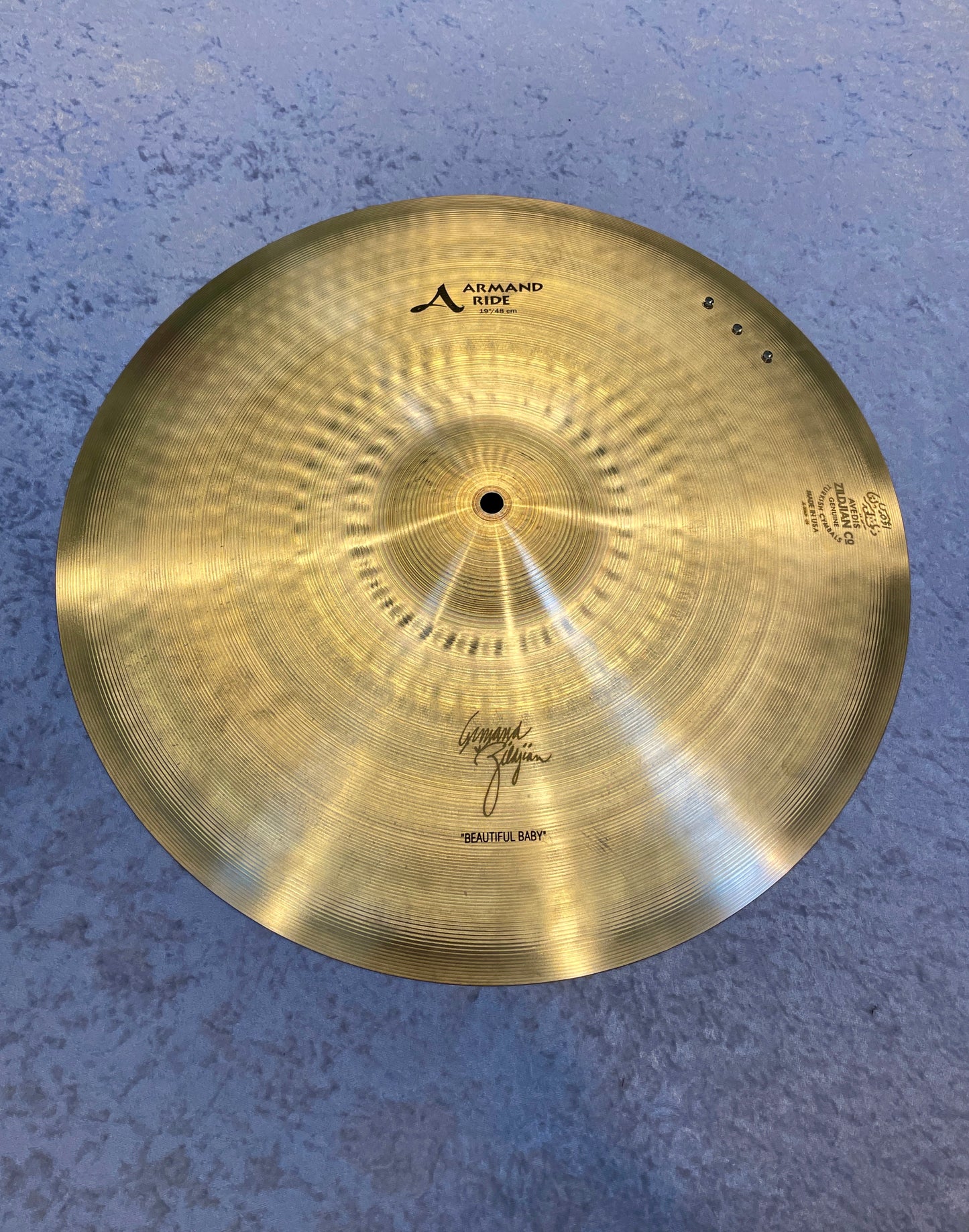 19" Zildjian A A0044 Armand "Beautiful Baby" Ride Cymbal w/ Rivets 1664g