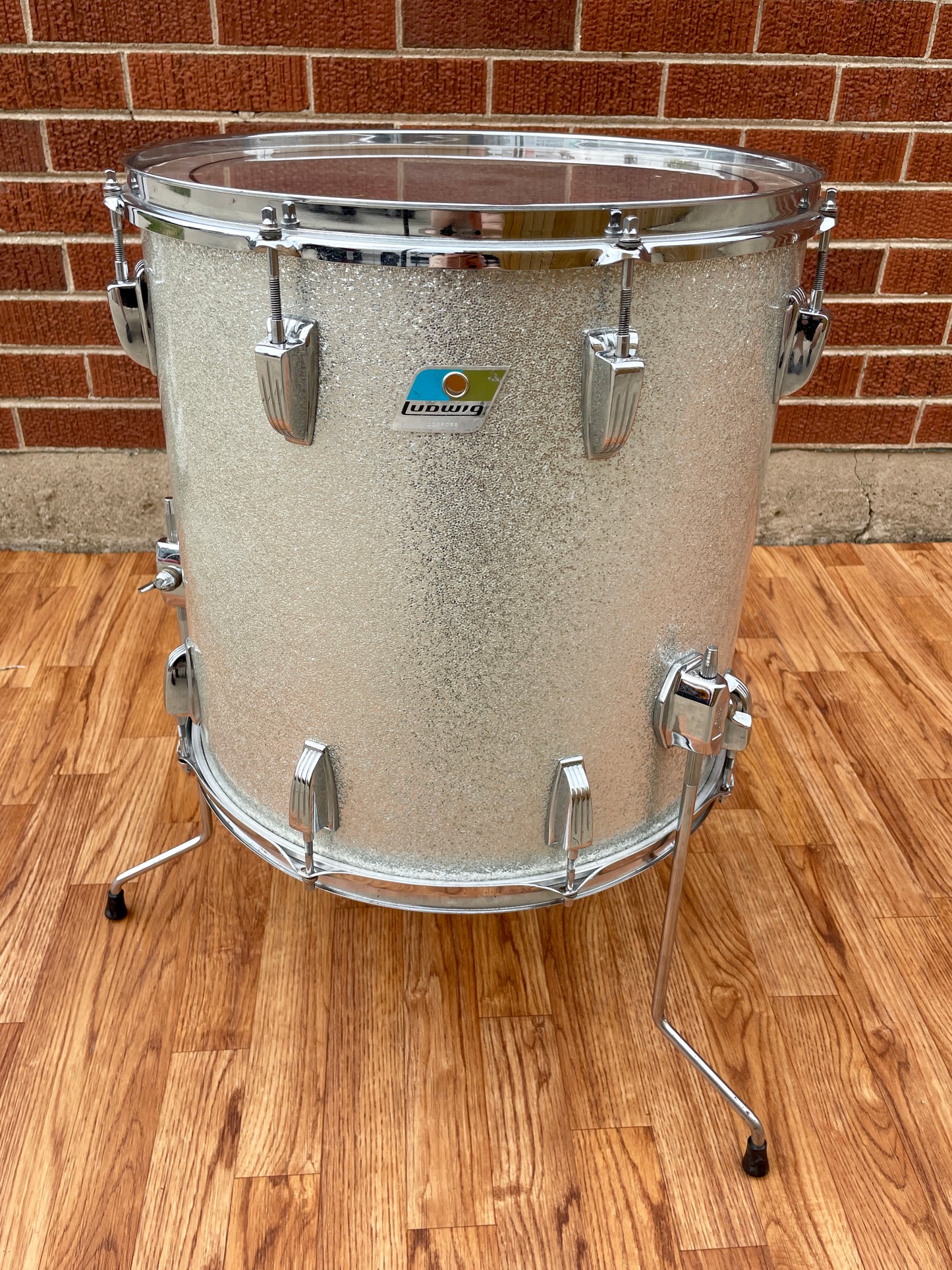 1970s Ludwig 16x16 Floor Tom Silver Sparkle