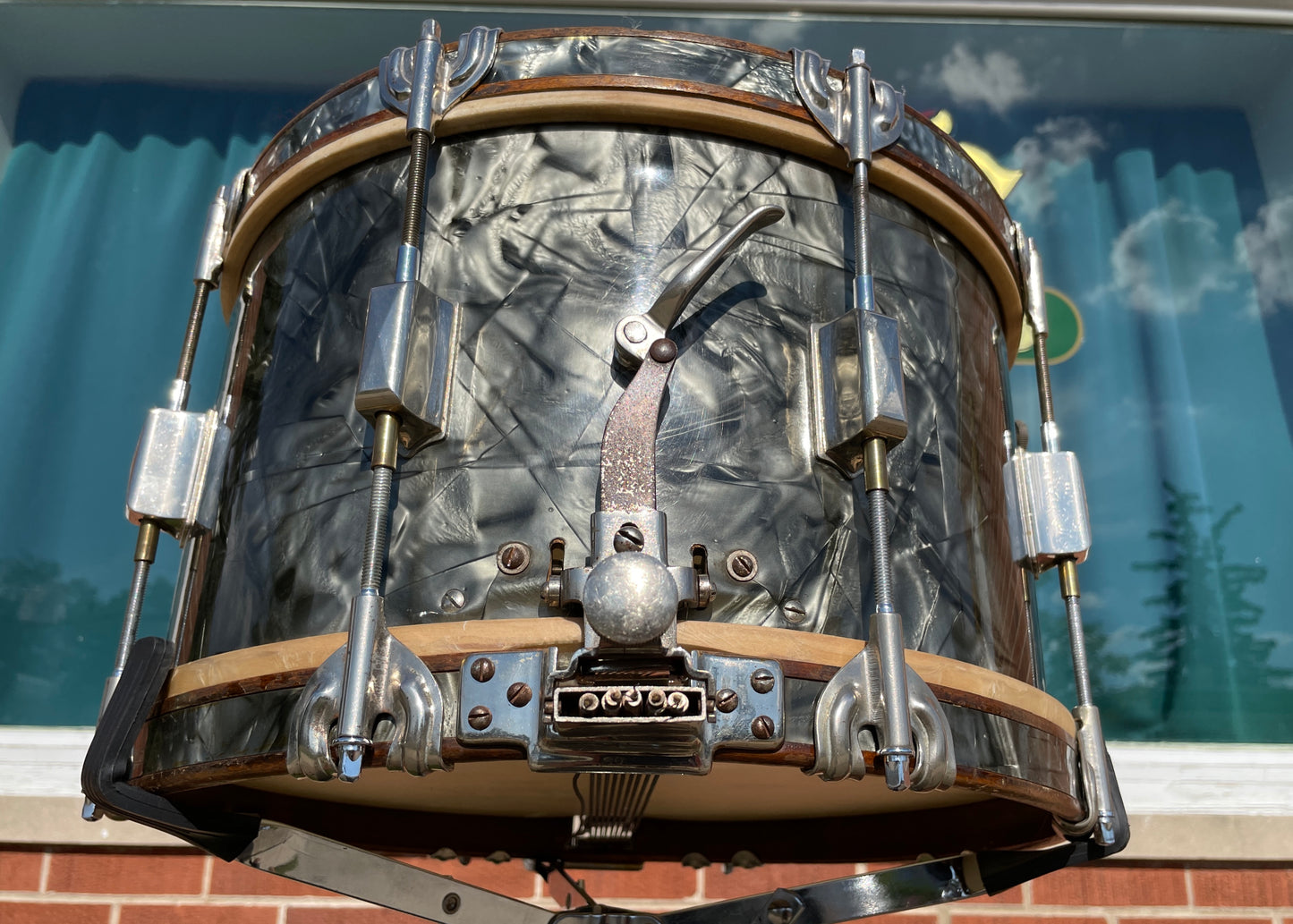 1937 Leedy 8x14 Pre-War Broadway Swingster Parallel Solid Shell Snare Drum Black Dimond Pearl