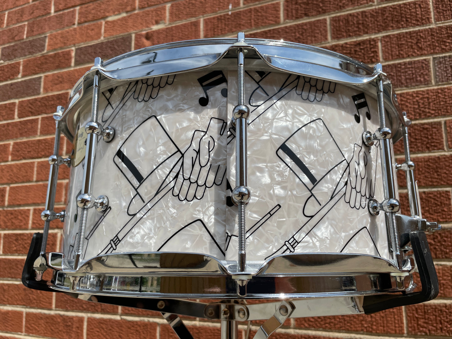 N.O.S. 1999 Ludwig 6.5x14 90th Anniversary Top Hat and Cane Snare Drum w/ Original Case