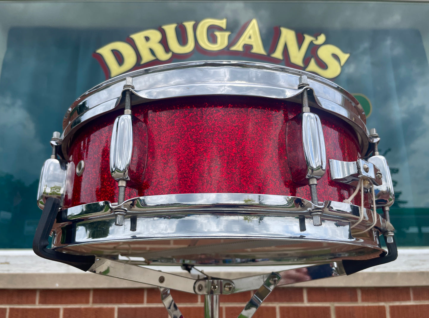 1960s Rogers 5x14 Holiday Snare Drum Sparkling Red Pearl Cleveland Red Sparkle