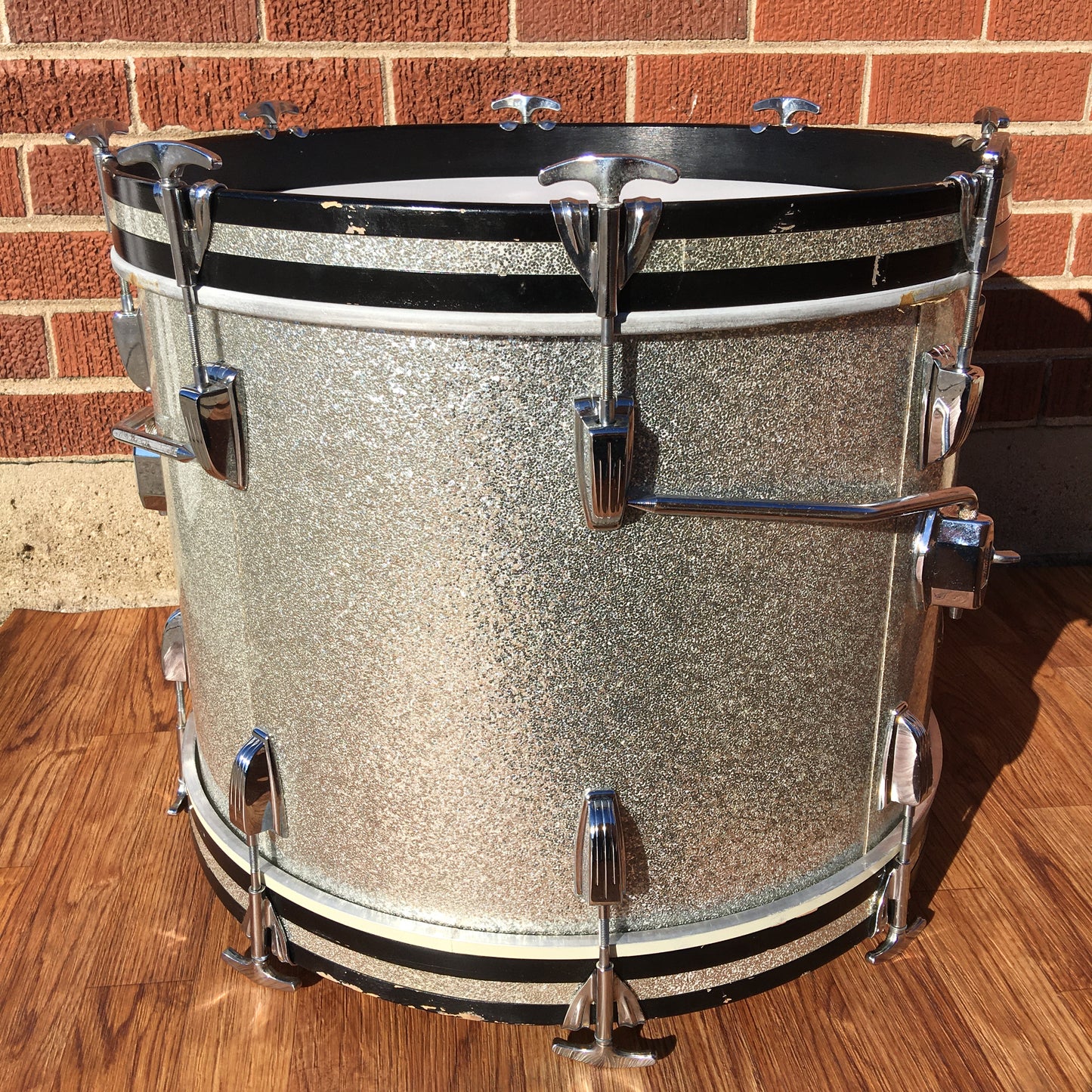 1968 Ludwig 14x20 Virgin Bass Drum Silver Sparkle