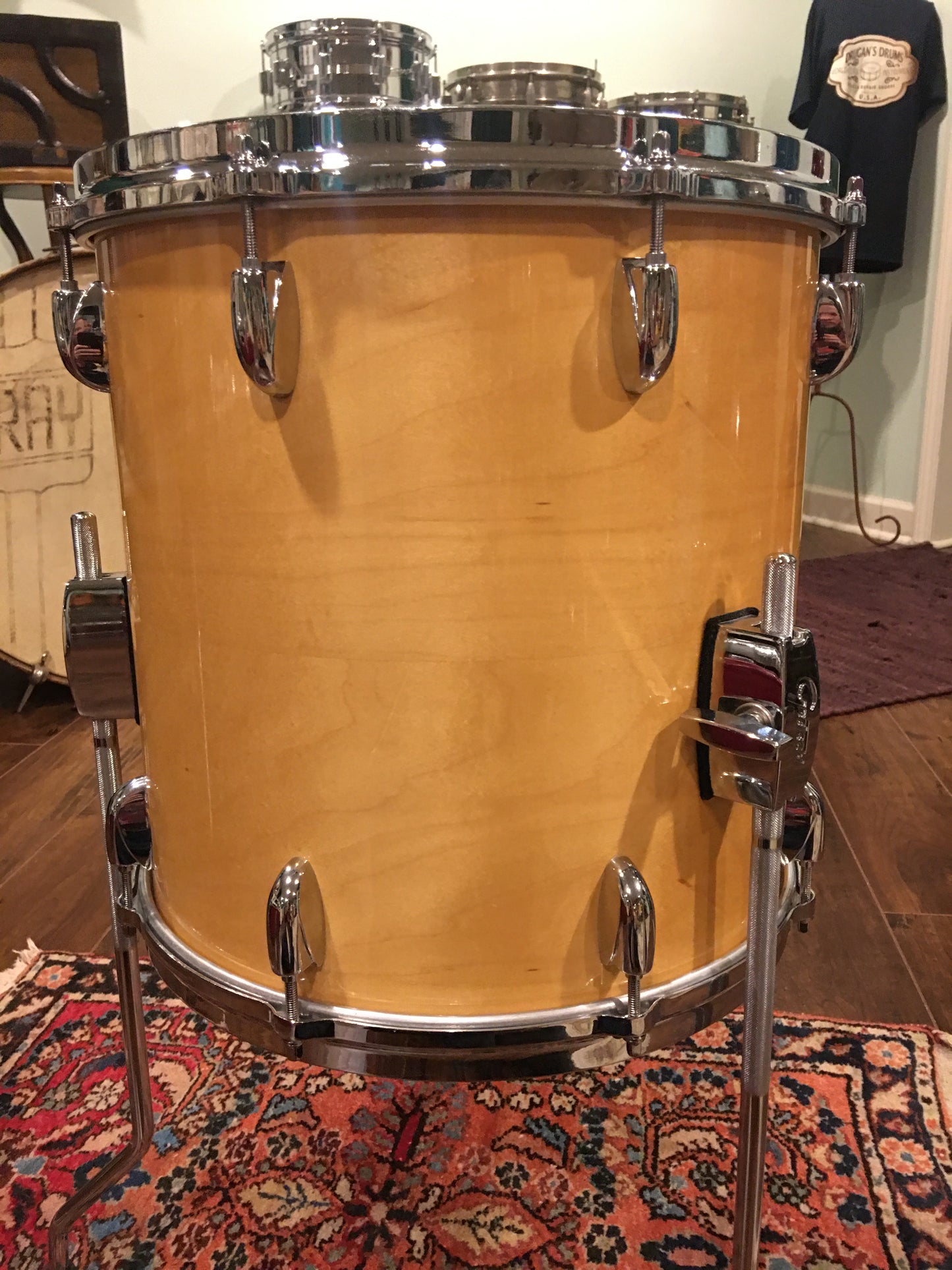 1980s Gretsch Square Badge 14X14 Floor Tom Natural Maple