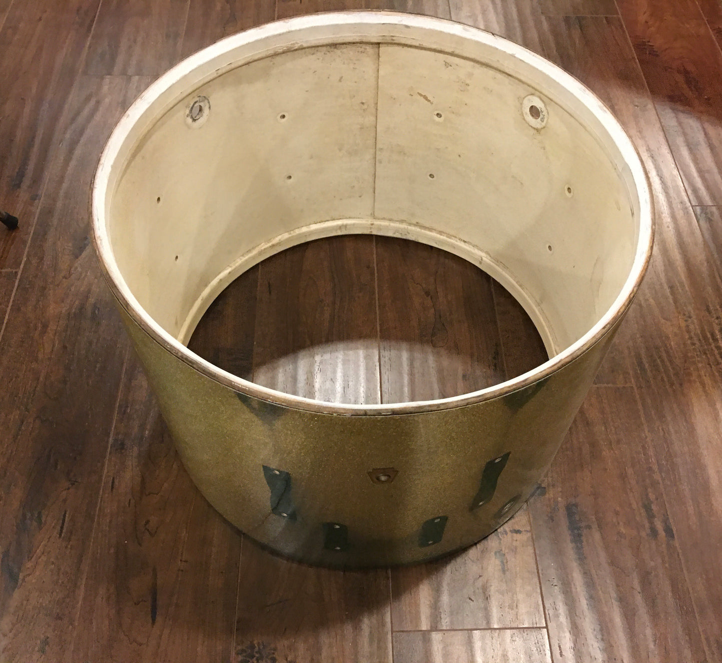 1960s Ludwig 14x20 Club Date Bass Drum Shell Green Sparkle Keystone