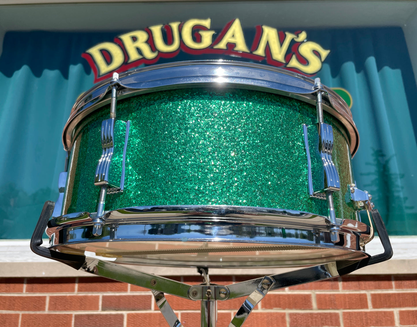 1966 Ludwig 5x14 Pioneer Snare Drum Green Sparkle