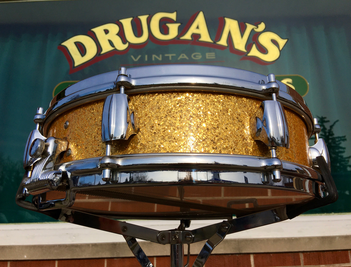 1960s Premier 4x14 Royal Ace 4 Snare Drum Gold Sparkle
