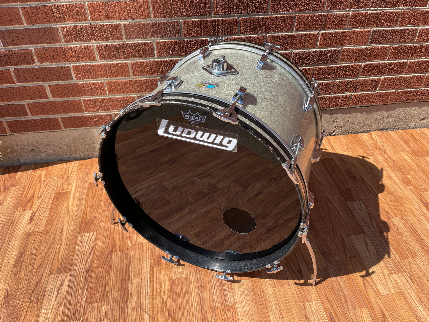 1970s Ludwig 14x22 Hollywood Bass Drum Silver Sparkle