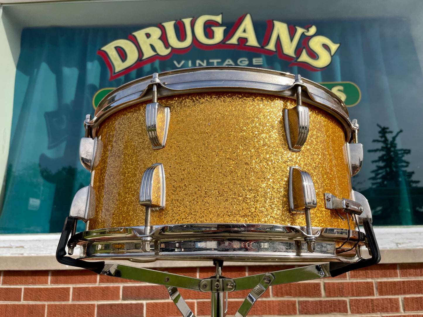 1962 Ludwig 6.5x14 No. 912 School Festival Snare Drum Gold Sparkle Pre-Serial