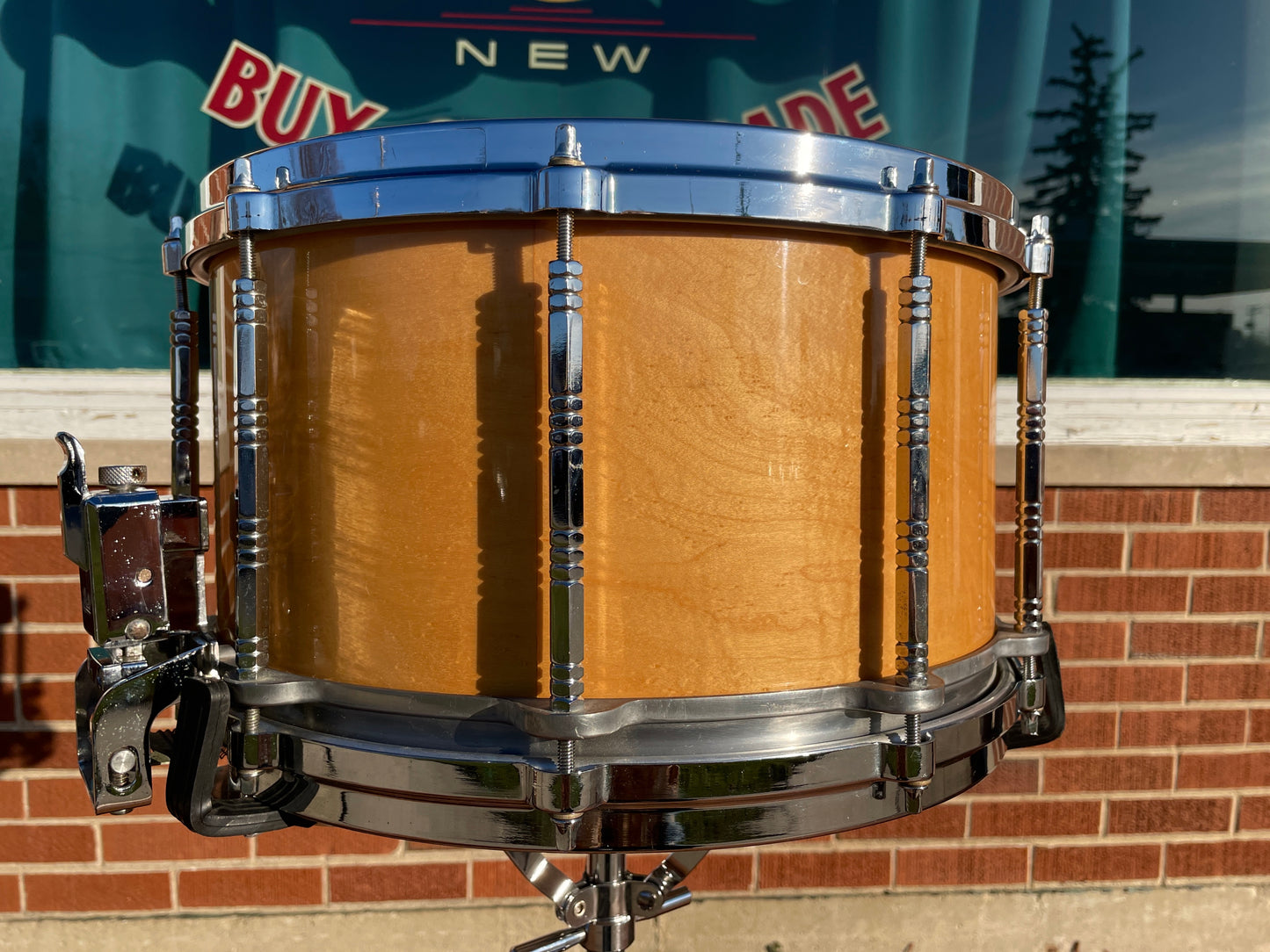 Vintage Pearl 8x14 Free Floating System Snare Drum Maple Natural Japan MIJ