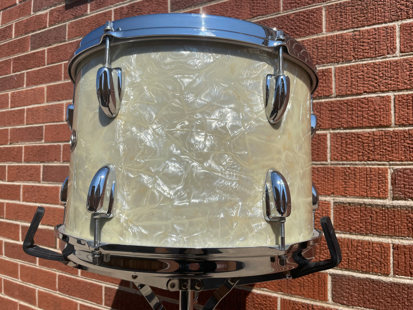 1970s Slingerland 9x13 Tom Drum White Marine Pearl