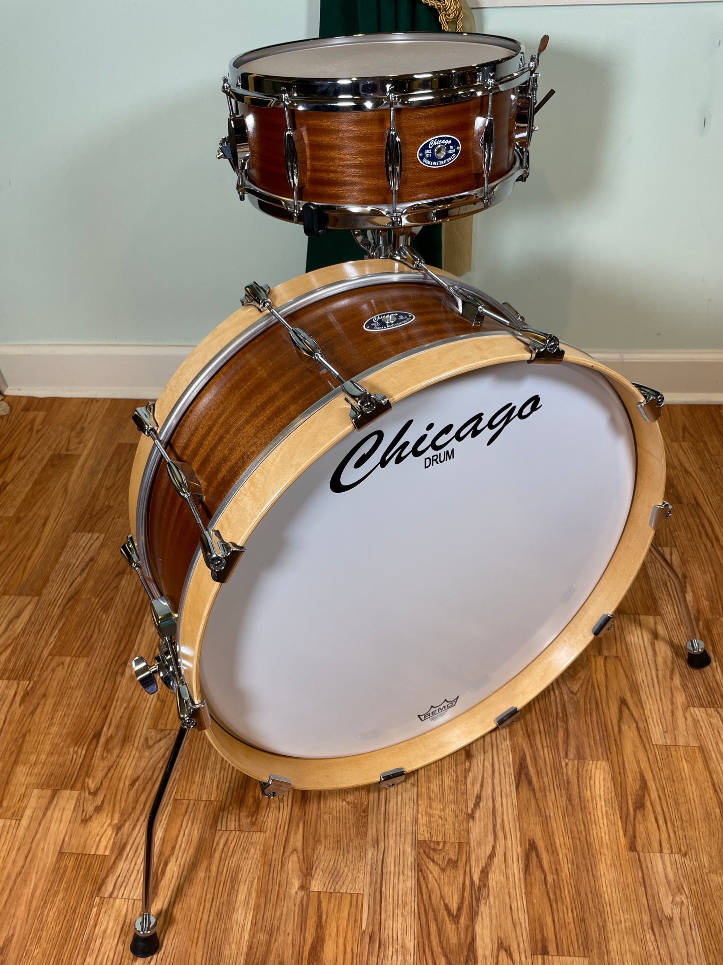 Chicago Drum 8x22 Bass Drum & 5.5x14 Snare Drum Mahogany/Poplar Tung Oil Finish