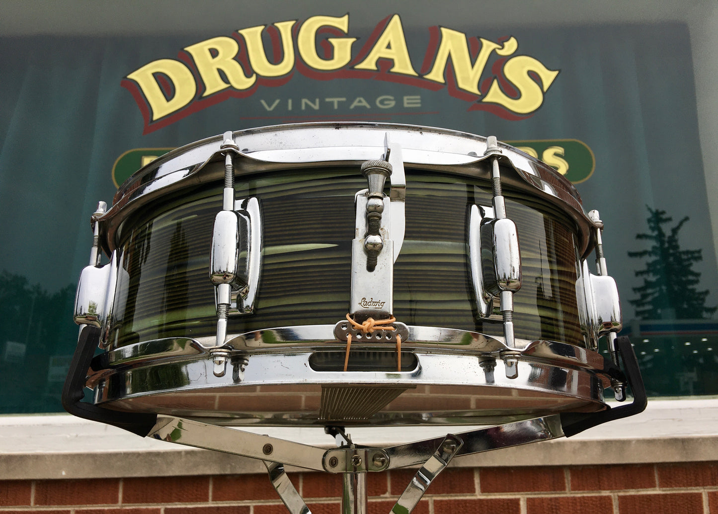 1969 Ludwig 5x14 Standard Snare Drum 3ply Avocado Strata