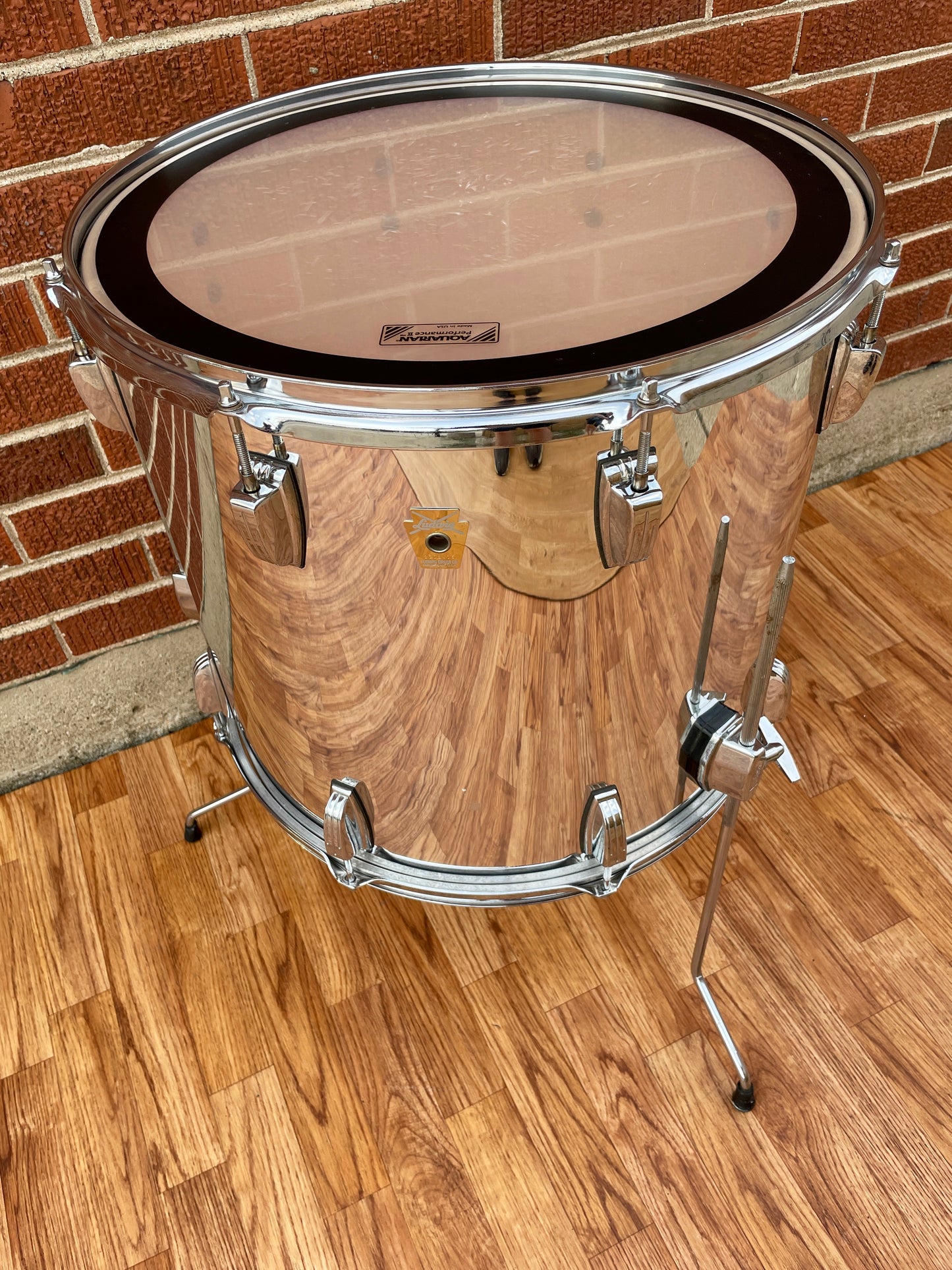 Ludwig 16x18 Floor Tom Drum Chrome Over Wood Maple Monroe Badge