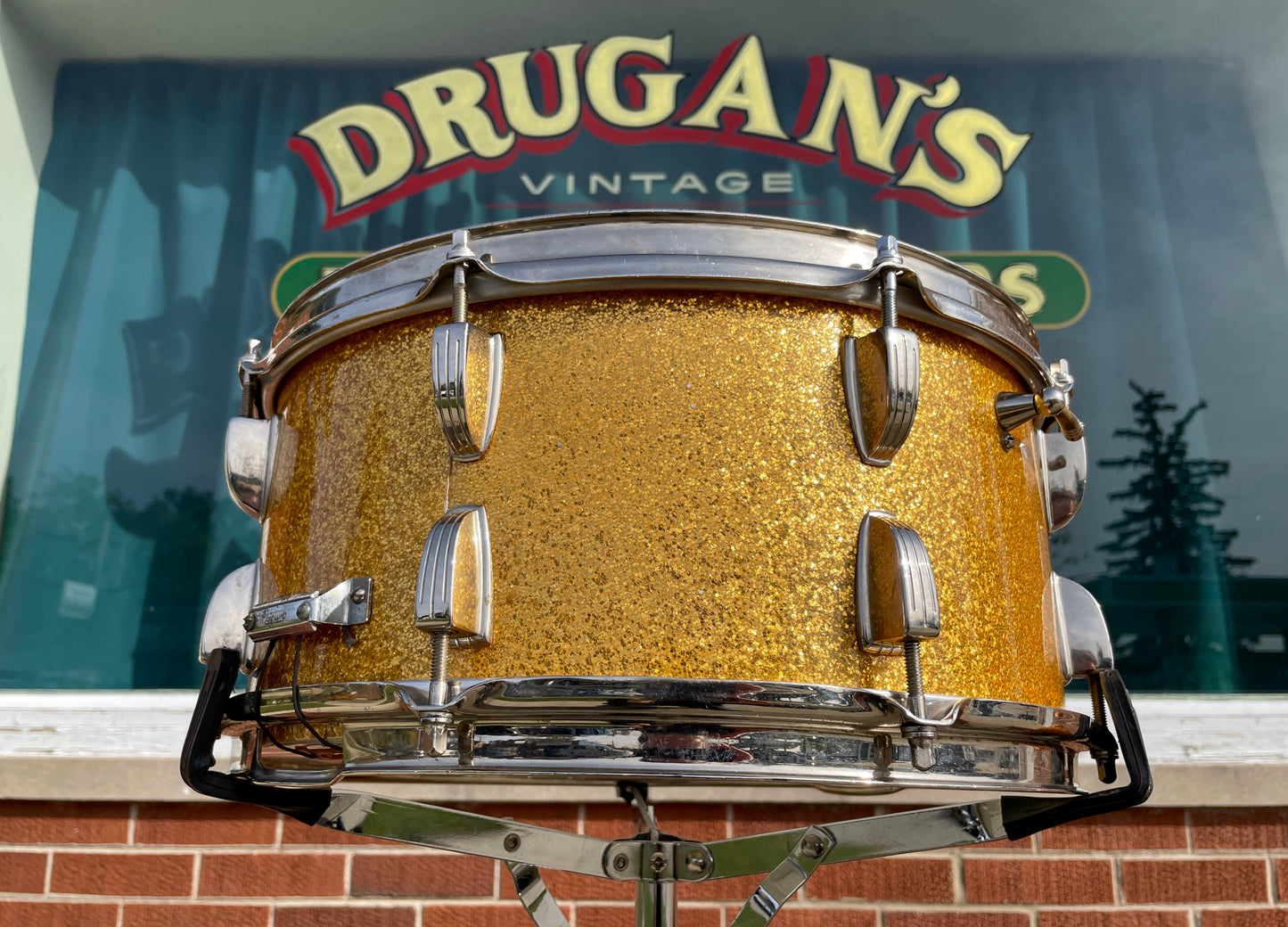 1962 Ludwig 6.5x14 No. 912 School Festival Snare Drum Gold Sparkle Pre-Serial