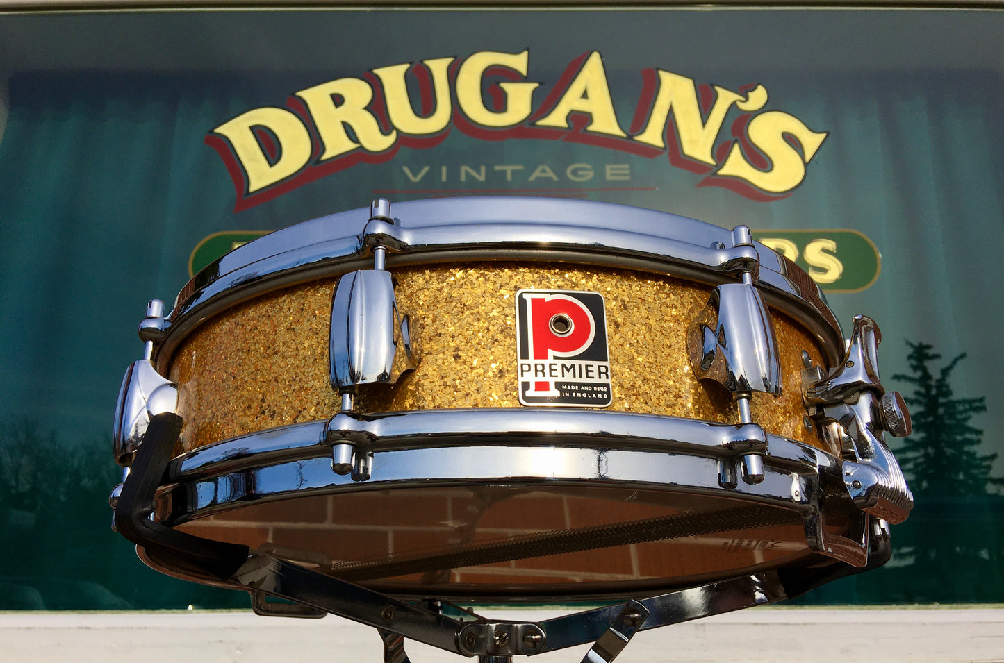 1960s Premier 4x14 Royal Ace 4 Snare Drum Gold Sparkle