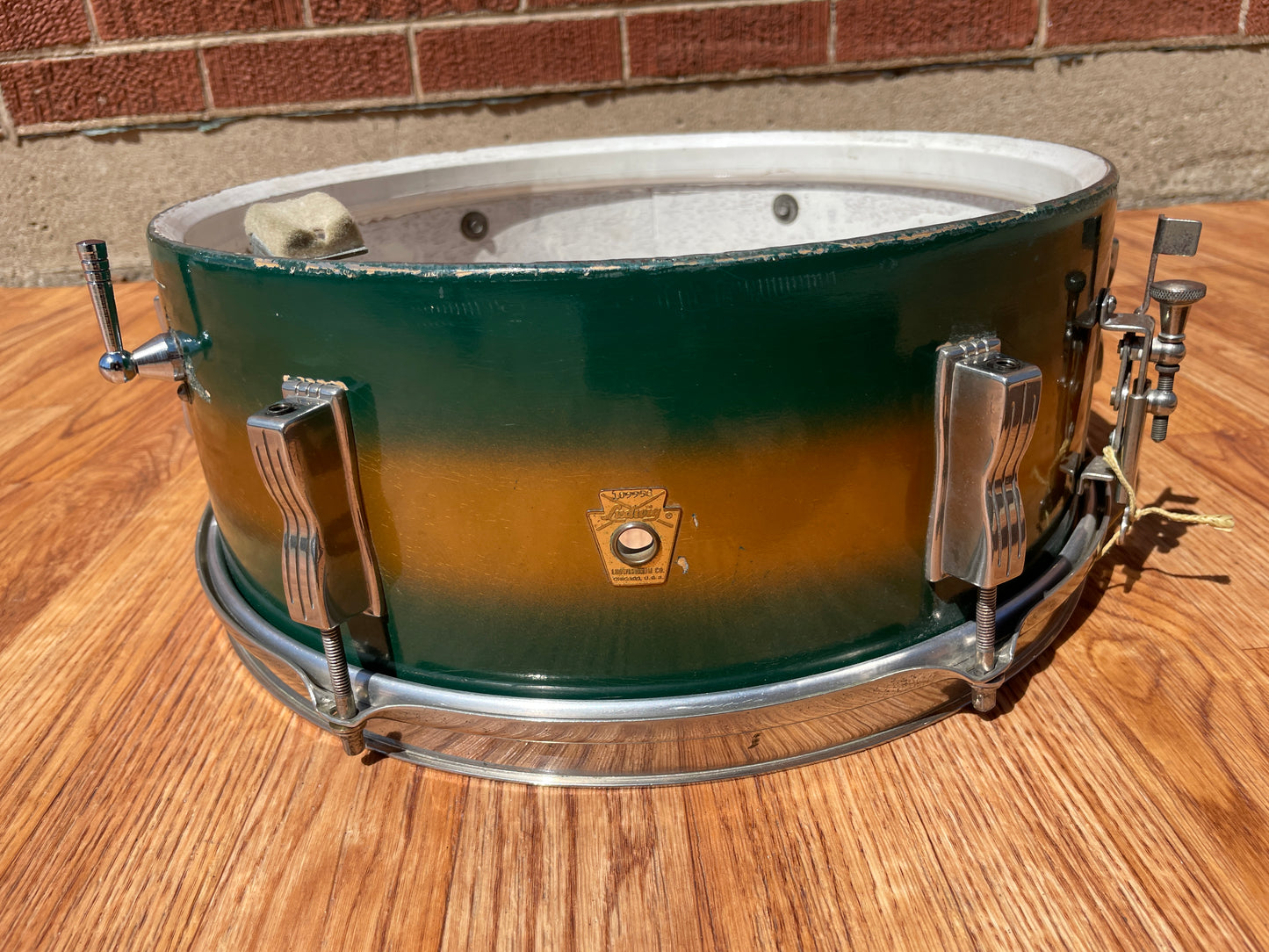 1965 Ludwig 5x14 Pioneer Snare Drum Green / Gold Duco