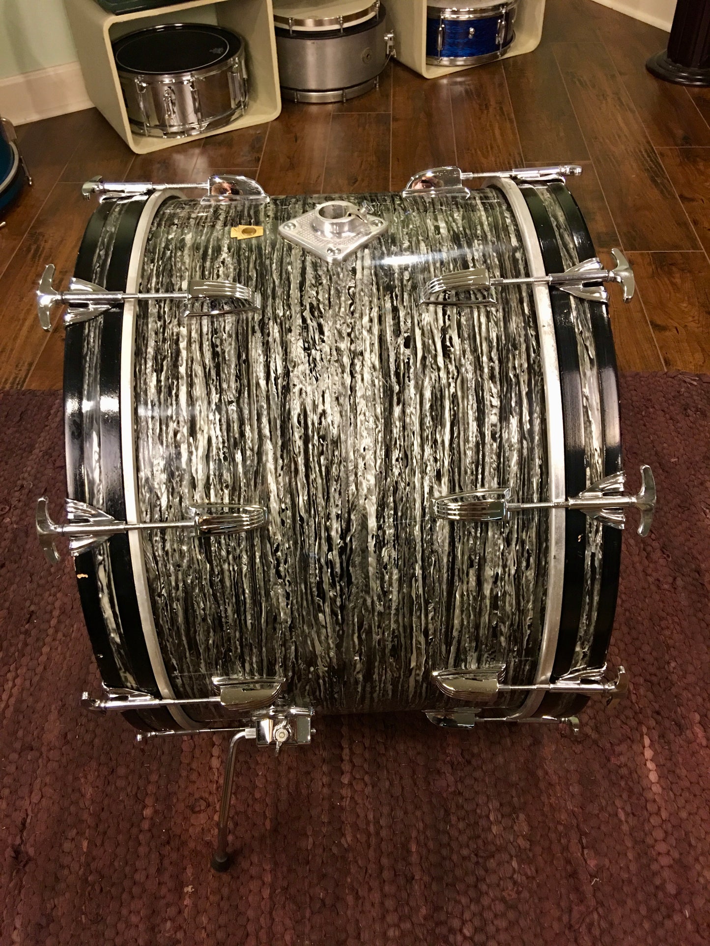 1967 Ludwig 14x22 Oyster Black Pearl Hollywood Bass Drum